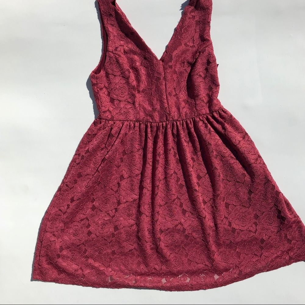 Fervour Cranberry Rose Patterned Lace Dress - Picture 2 of 6